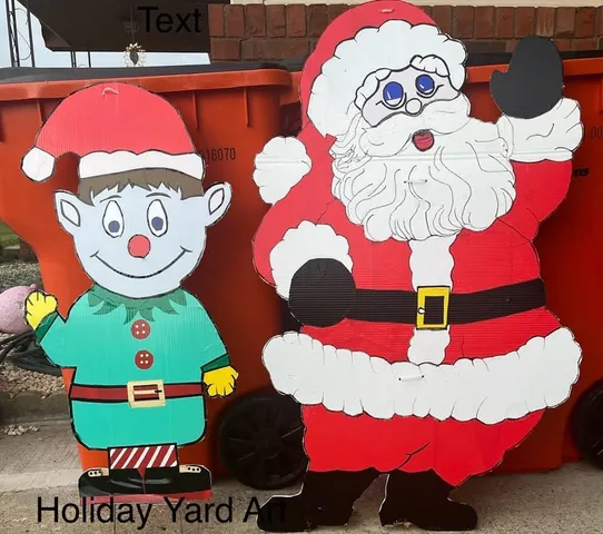 Holiday Yard Art Santa and Elf